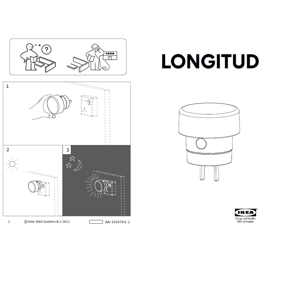 ĐÈN NGỦ IKEA - CẢM ỨNG ÁNH SÁNG - LONGITUB