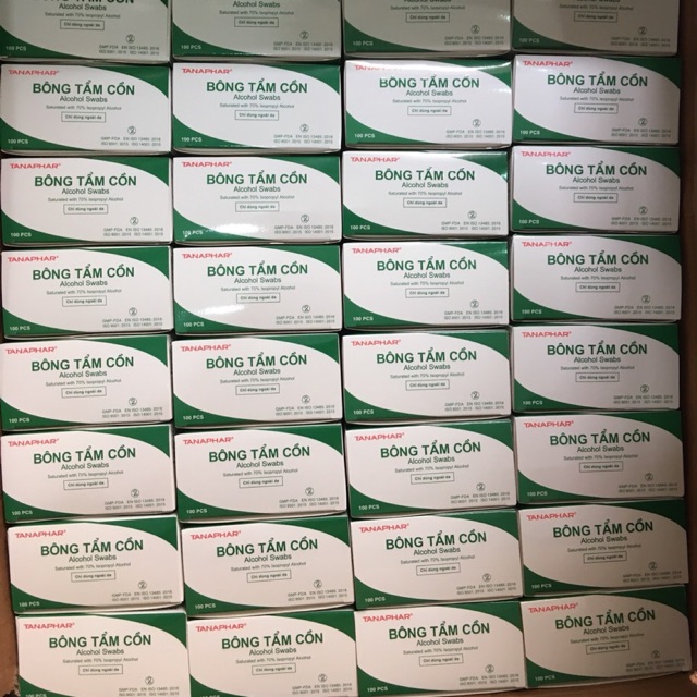 Sỉ 10 hộp, hộp 100 miếng gạc tẩm cồn sát khuẩn, bông tẩm cồn y tế tiệt trùng sát trùng, cồn khô alcohol pads tanaphar