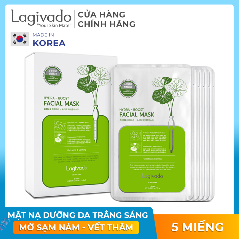 Combo 05 mặt nạ dưỡng da siêu dưỡng ẩm, làm dịu da cho làn da căng bóng và mềm mịn Hàn Quốc Lagivado Hydra Calming Facial Mask dạng giấy