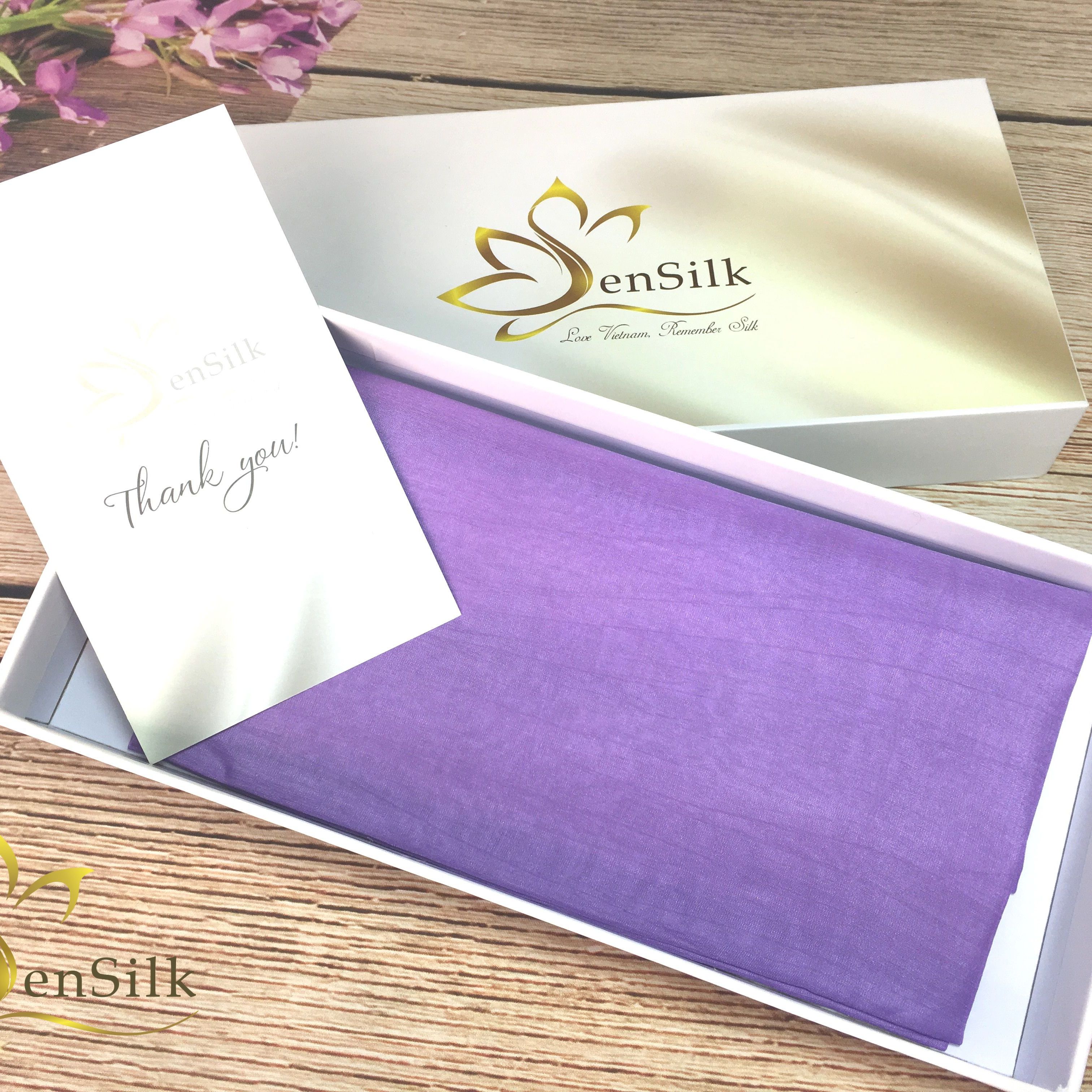Khăn Choàng Lụa Nha Xá Tím SenSilk Women Gift