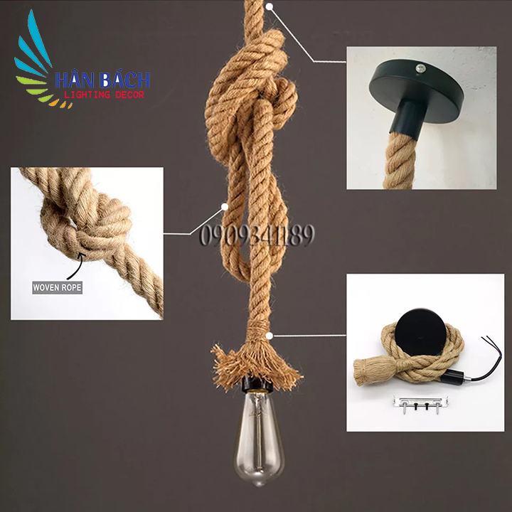 [HCM]Đèn thả dây thừng một dây 1m