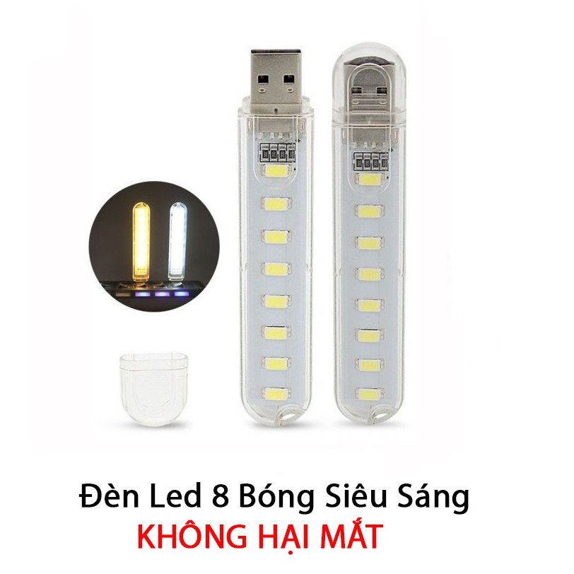 [HCM]COMBO 2 CÁI ĐÈN LED USB 8 BÓNG - ĐÈN LED BAN ĐÊM  CÚP ĐIỆN - CẮM TRẠI QUA ĐÊM  SOI ĐƯỜNG ĐI