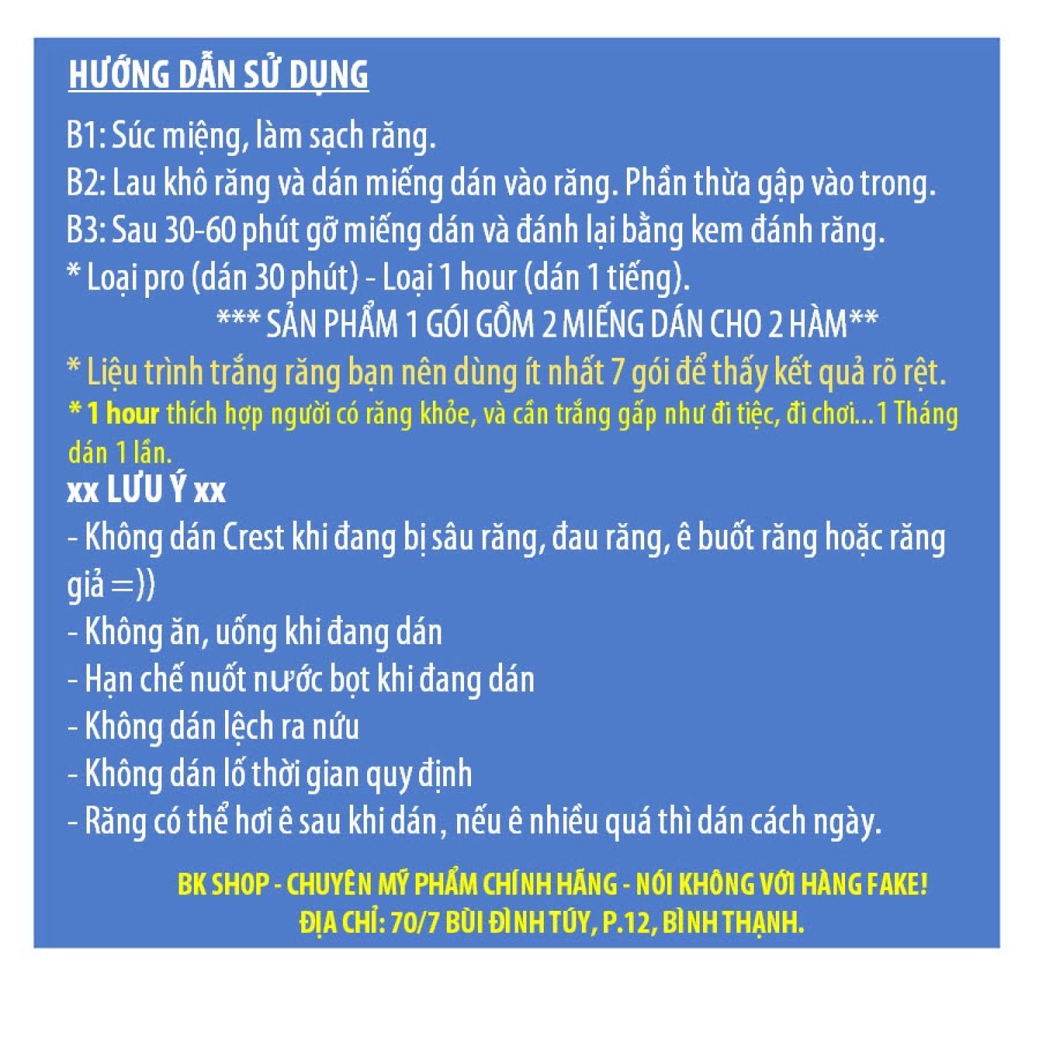 [Hàng Mỹ] 1 GÓI - Miếng dán trắng răng Crest 3D White - CHÍNH HÃNG