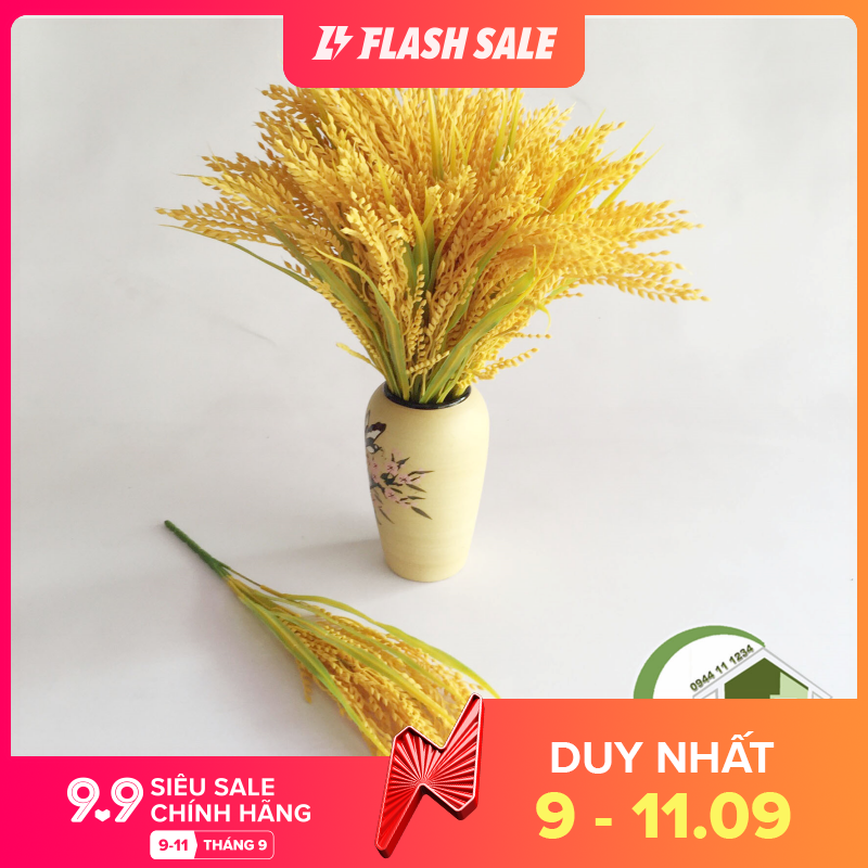 [HCM]Bụi cây bông lúa vàng - cây hoa giả trang trí nhà cửa - phụ kiện chụp hình ảnh