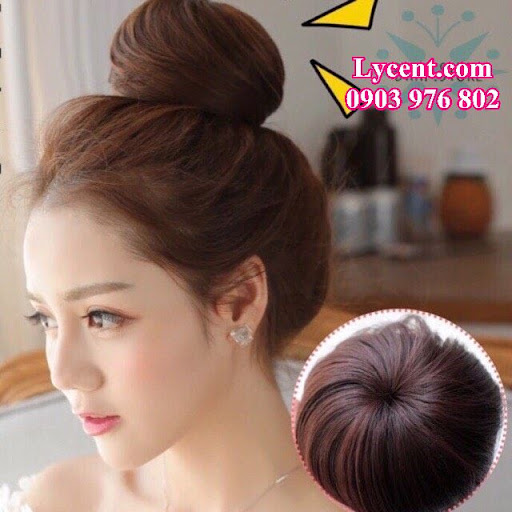 Tóc giả nữ💖tóc giả búi tròn sang chảnh ảnh thật