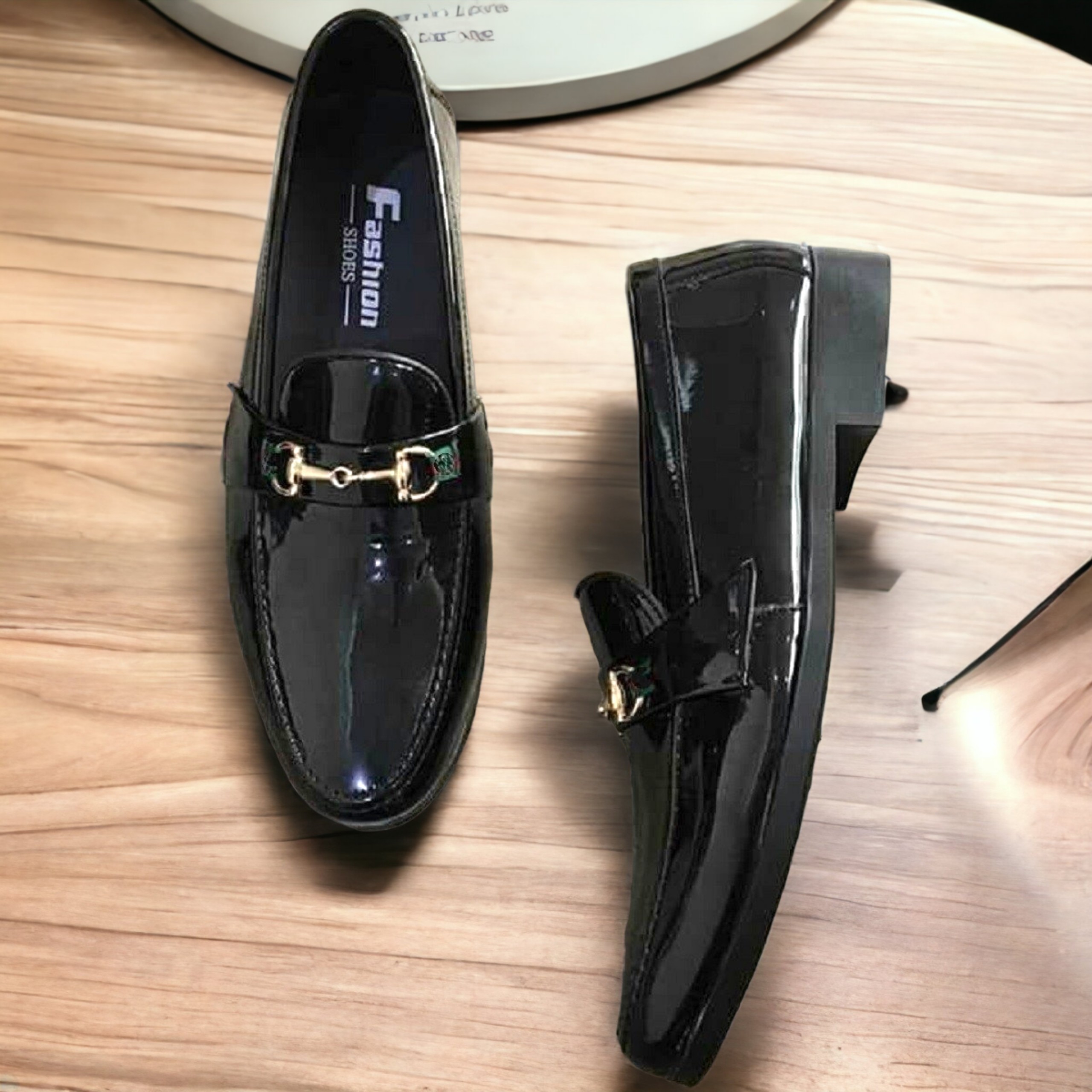 Giày lười nam đen bóng lịch lãm GC size 38 đến 43 đế khâu chắc chắn