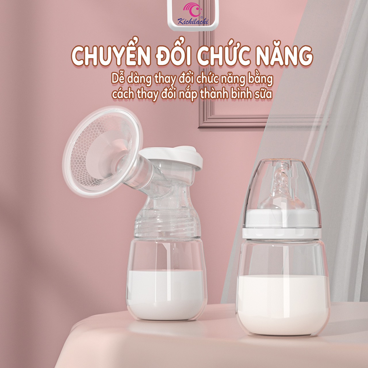 [BH 1 NĂM] Máy hút sữa điện đôi Kichilachi PPSU PLUS hút mạnh êm