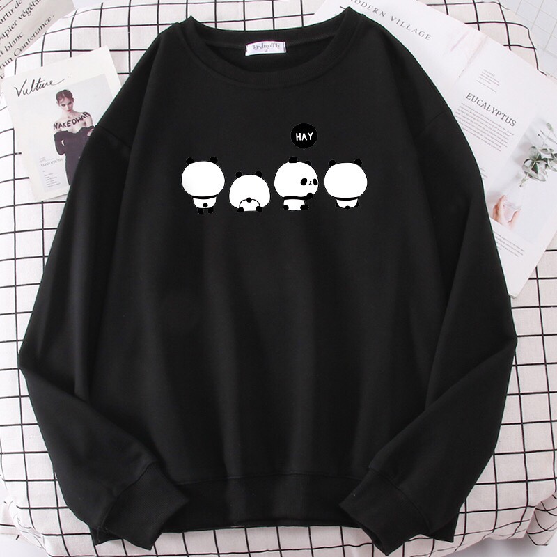 [Hoàn Tiền 15%] ÁO SWEATER IN 4 CON GẤU TRÚC (NHIỀU MÀU)