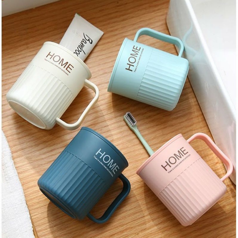 Cốc ly uống nước đánh răng chữ HOME có quai cầm cao cấp đa năng