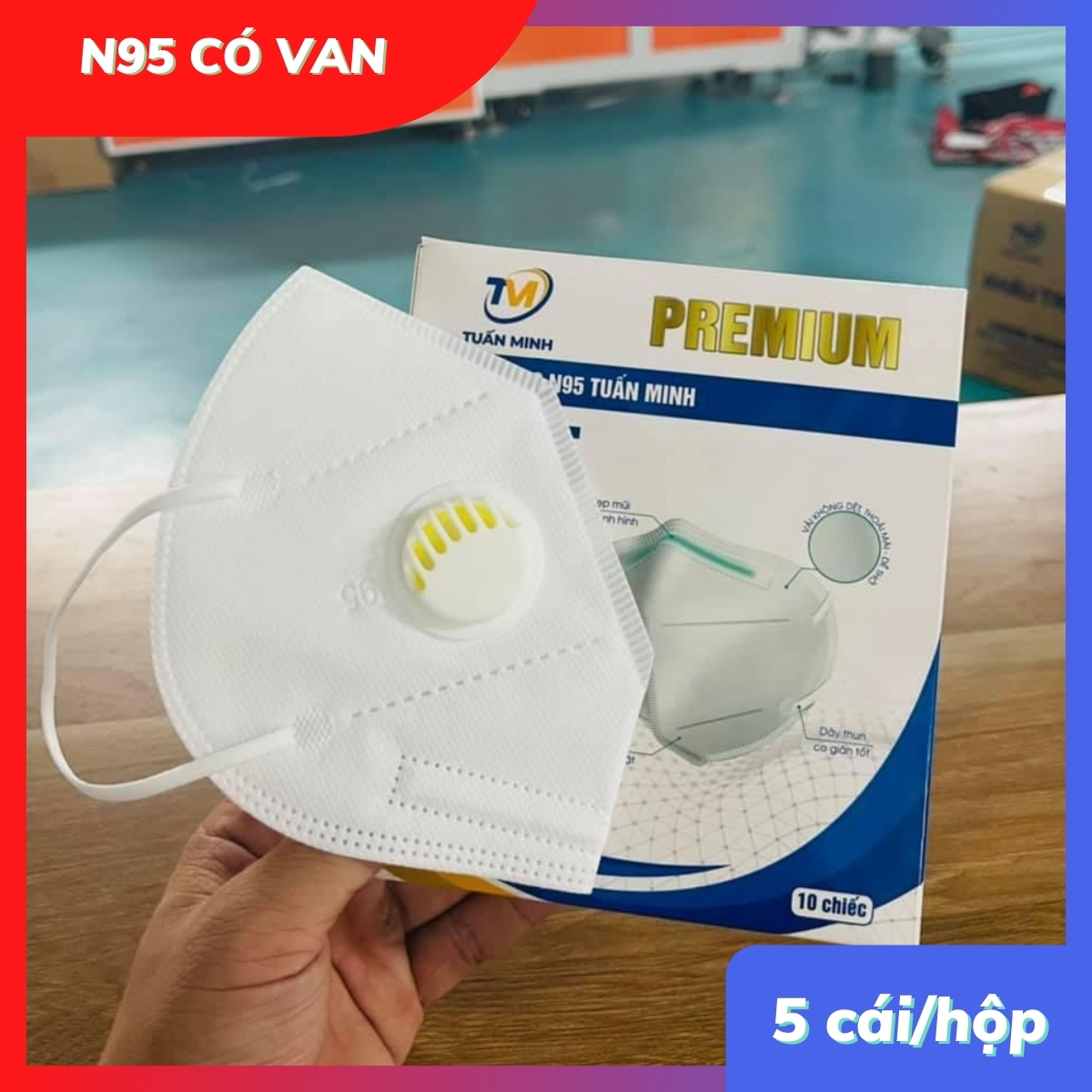 Combo 60cái khẩu trang N95 5 Lớp Kháng Khuẩn Hộp 10 Cái - N95 có van Hộp 5 cái