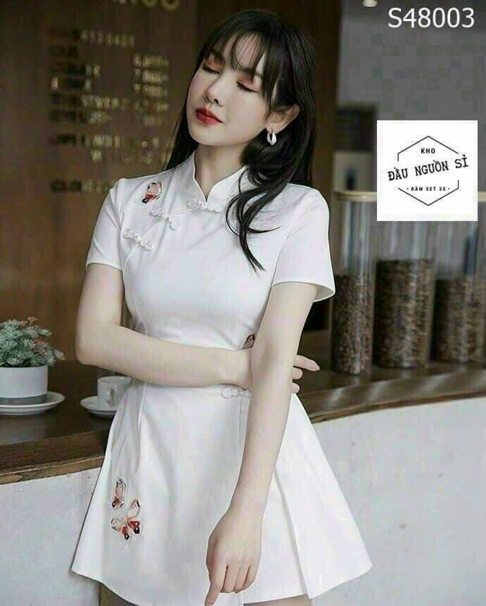 SÉT SƯỜN SÁM KÈM QUẦN CHẤT ĐŨI THÊU BƯỚM DỄ THƯƠNG