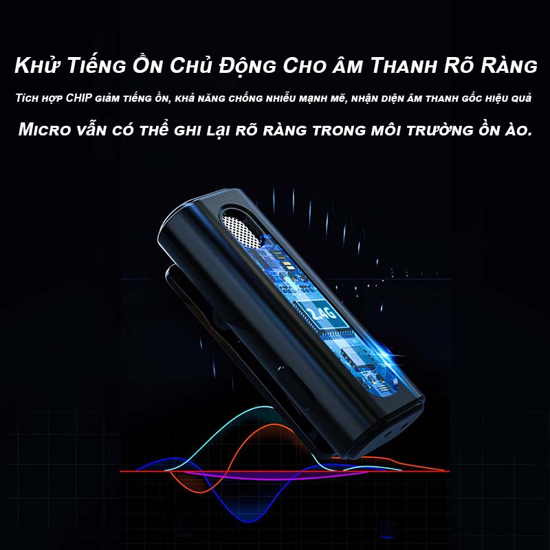 Mic Thu âm Livestream Không Dây Mini Khử Tiếng Ồn Dùng Cho Hội Nghị Micro Không Dây Cài Áo Thu Âm Cho Điện Thoại Tương Thích Iphone Ipad Android - STech VN