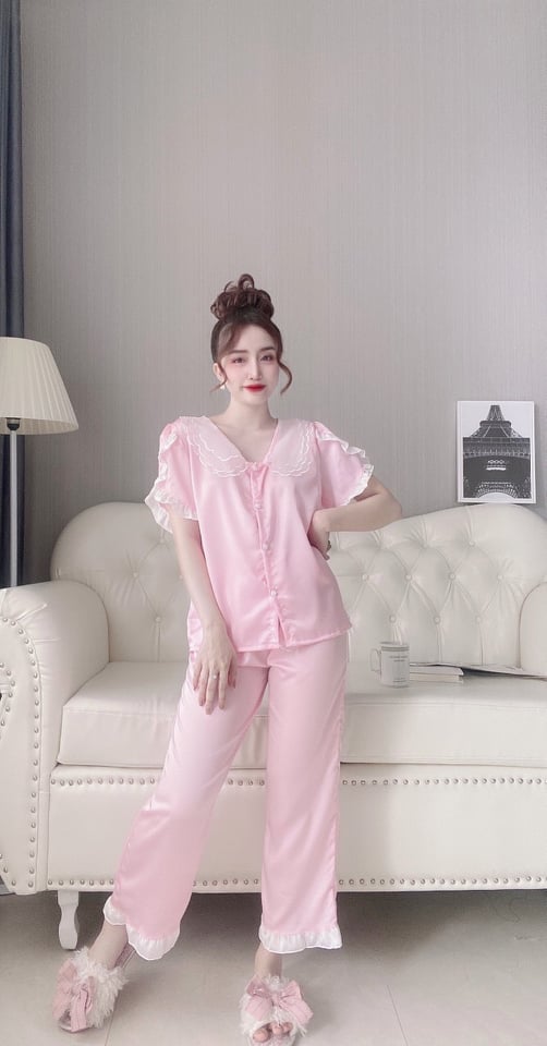Bộ pijama satin cổ lá cao cấp 40-60kg