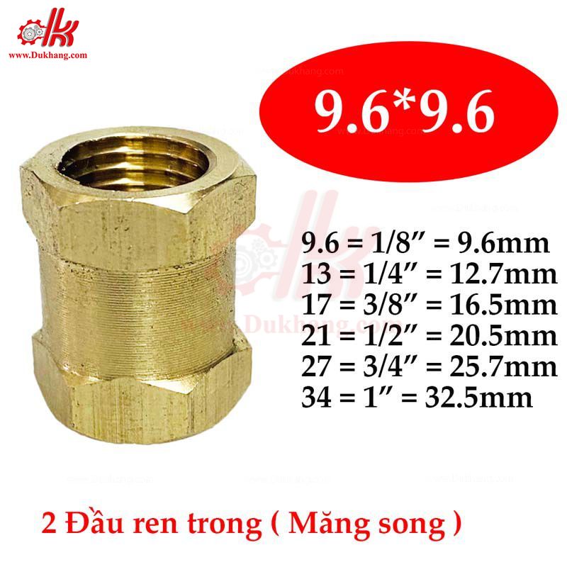 Nối thau 2 đầu ren trong - Măng sông thau