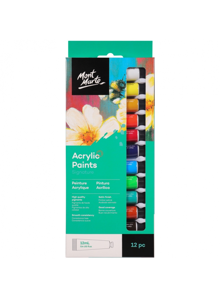 [DA ĐEN] Bộ Acrylic Mont Marte 12/18/24 Màu x 12ml