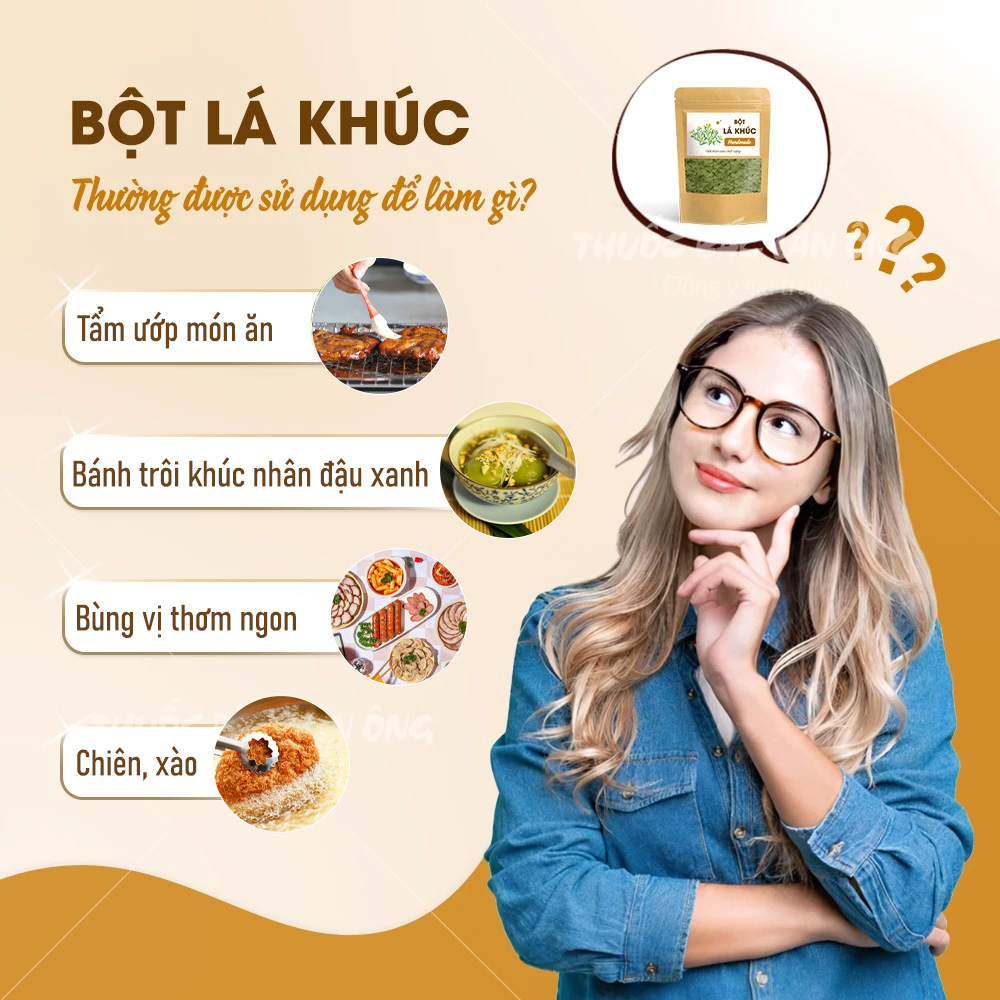Bột lá khúc nguyên chất 100g (Bột rau khúc, bánh xôi khúc) - Thuốc Bắc Lãn Ông