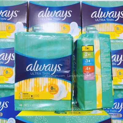 [HCM][HÀNG MỸ] BĂNG VỆ SINH BAN NGÀY SIÊU MỎNG ALWAYS ULTRA THIN REGULAR 8HR 96 MIẾNG