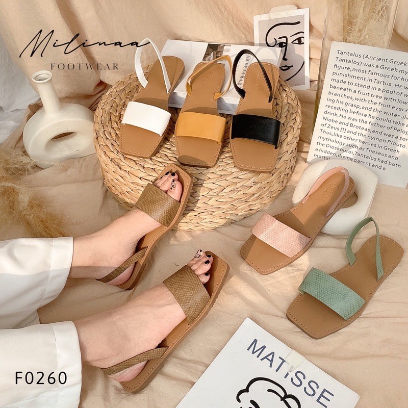 SANDAL SLINGBACK BỆT BẢN NGANG RẮN F0260