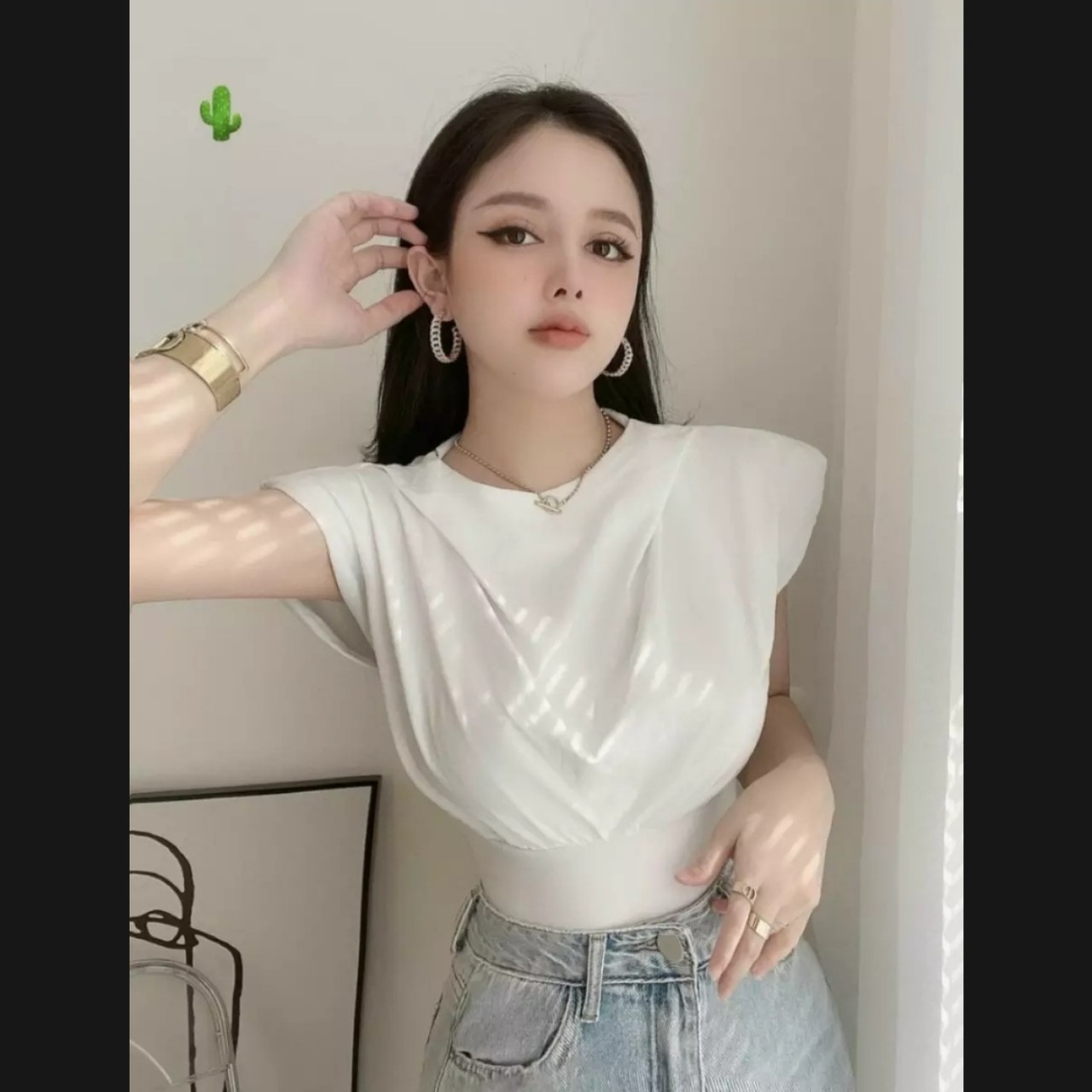 ÁO croptop bo eo tay cánh dơi ,chất vải borip