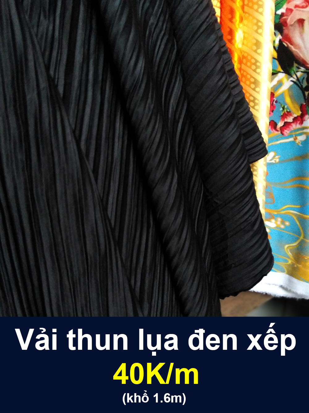 Vải thun lụa xếp ly co giãn may đồ, đầm, váy, áo kiểu đẹp 40K/m (khổ 1.6m)
