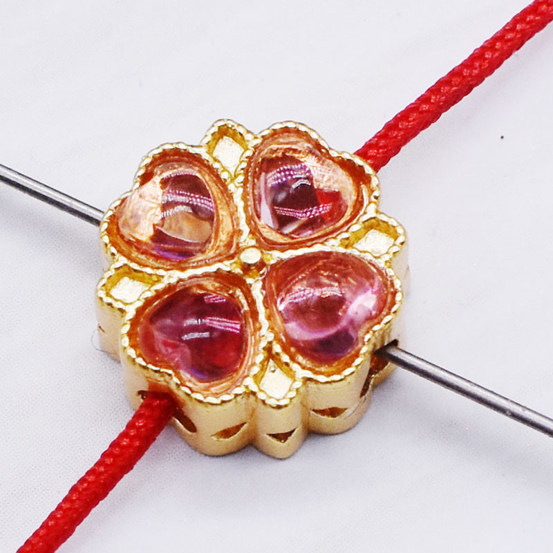 Charm cỏ 4 lá đính đá nhiều màu - KL203