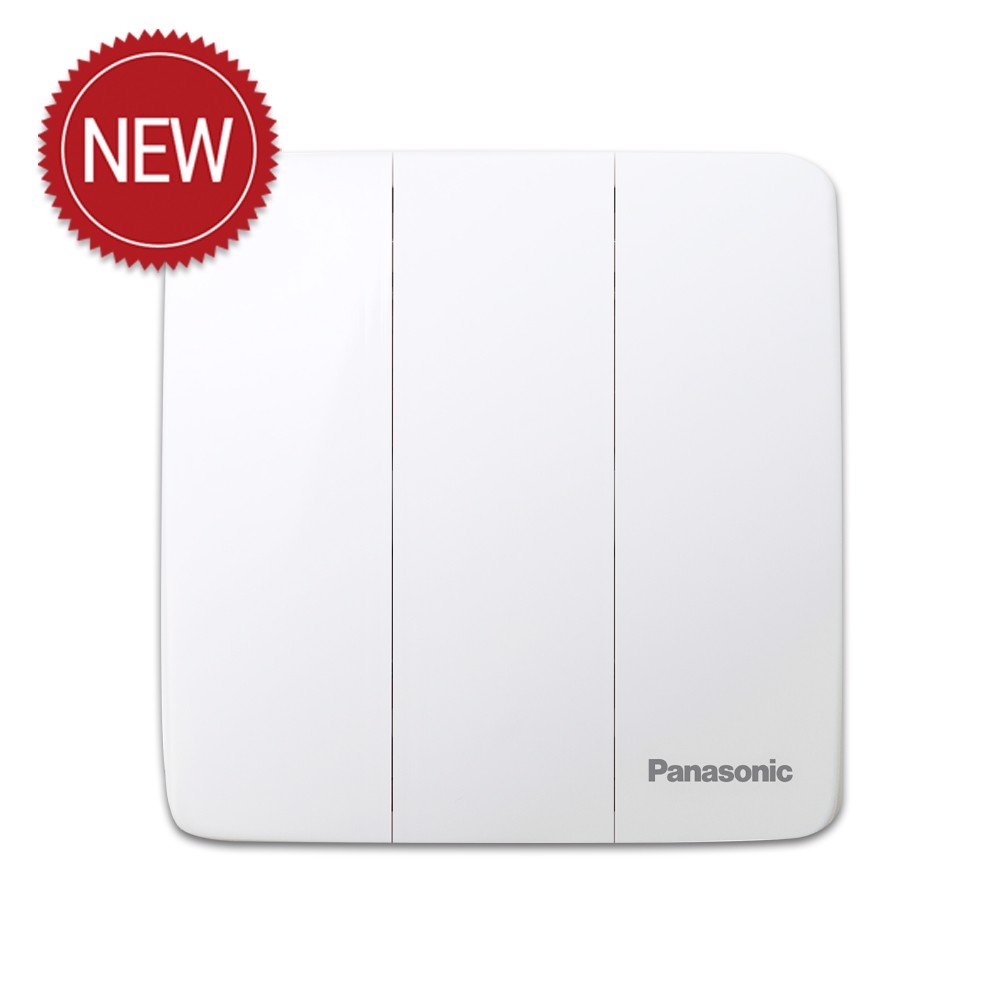 Bộ 3 công tắc 2 chiều Panasonic dòng Minerva (trắng - vàng ánh kim - xám ánh kim)