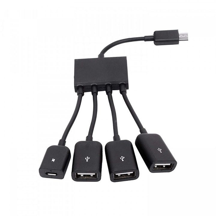 Cáp OTG 4 Đầu Chuyển Cho Android, Từ MicroUSB Sang USB