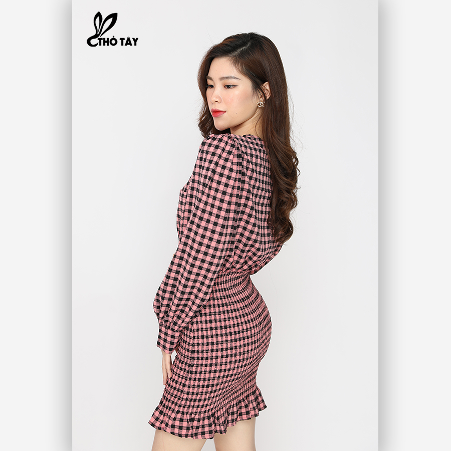 Đầm Body Caro Tay Dài - THỎ TÂY D325B79