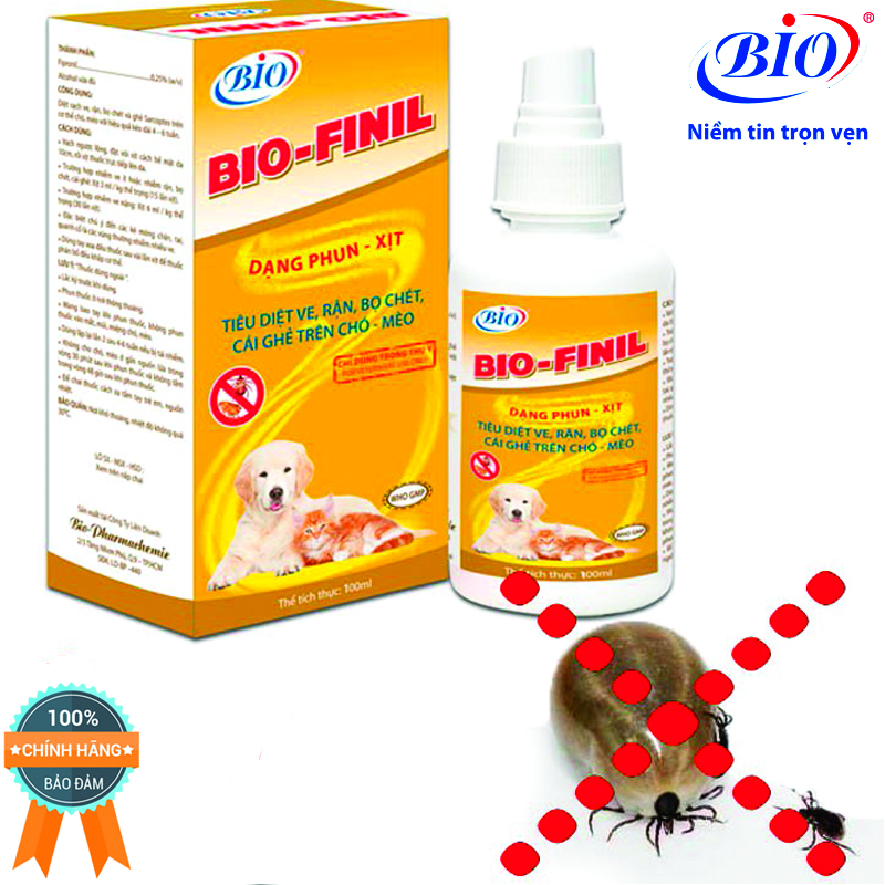 [HCM]Thuốc xịt BIO-FINIL tiêu diệt ve bọ chét rận ghẻ trên da chó mèo siêu hiệu quả-79203