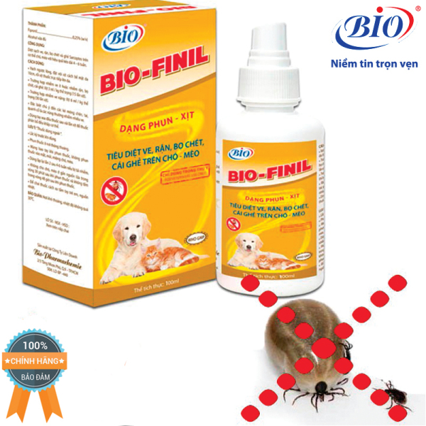 [HCM]Thuốc xịt BIO-FINIL tiêu diệt ve bọ chét rận ghẻ trên da chó mèo siêu hiệu quả-79203