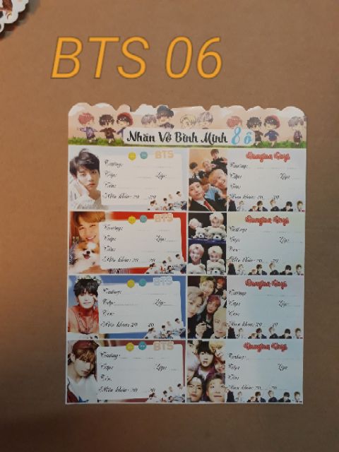 ? Nhãn vở BTS (16-24 nhãn/ xấp)