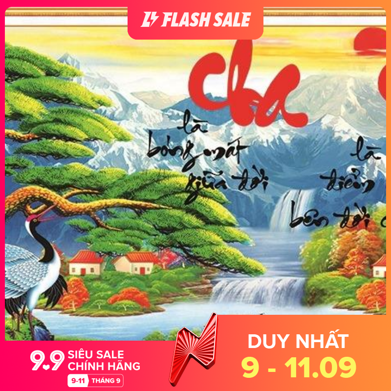 tranh đính đá CHA MẸ Cha Mẹ CÂY TÙNG VS041 kích thước 93*56cm