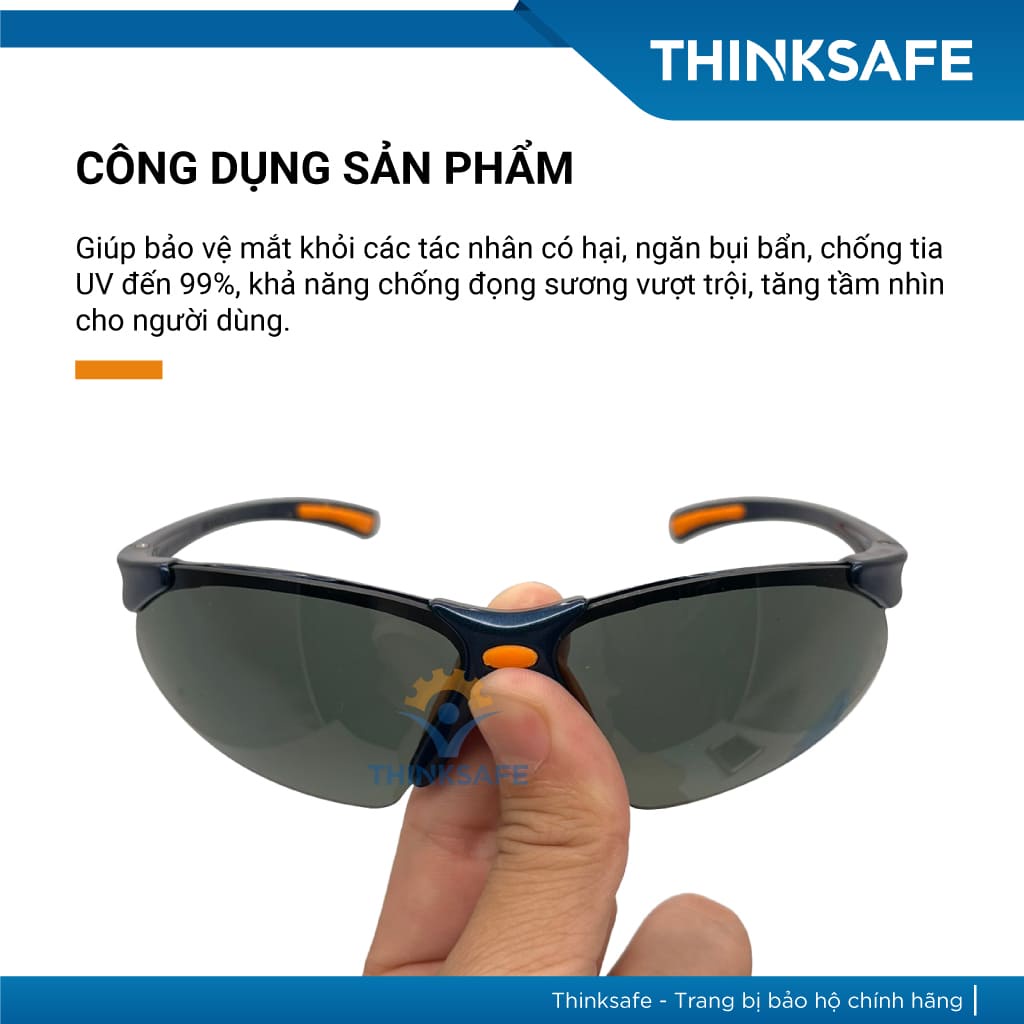 Kính bảo hộ Kings KY312 màu đen chống chói, chống tia uv, chống bụi đi đường Kính bảo vệ mắt - Thinksafe