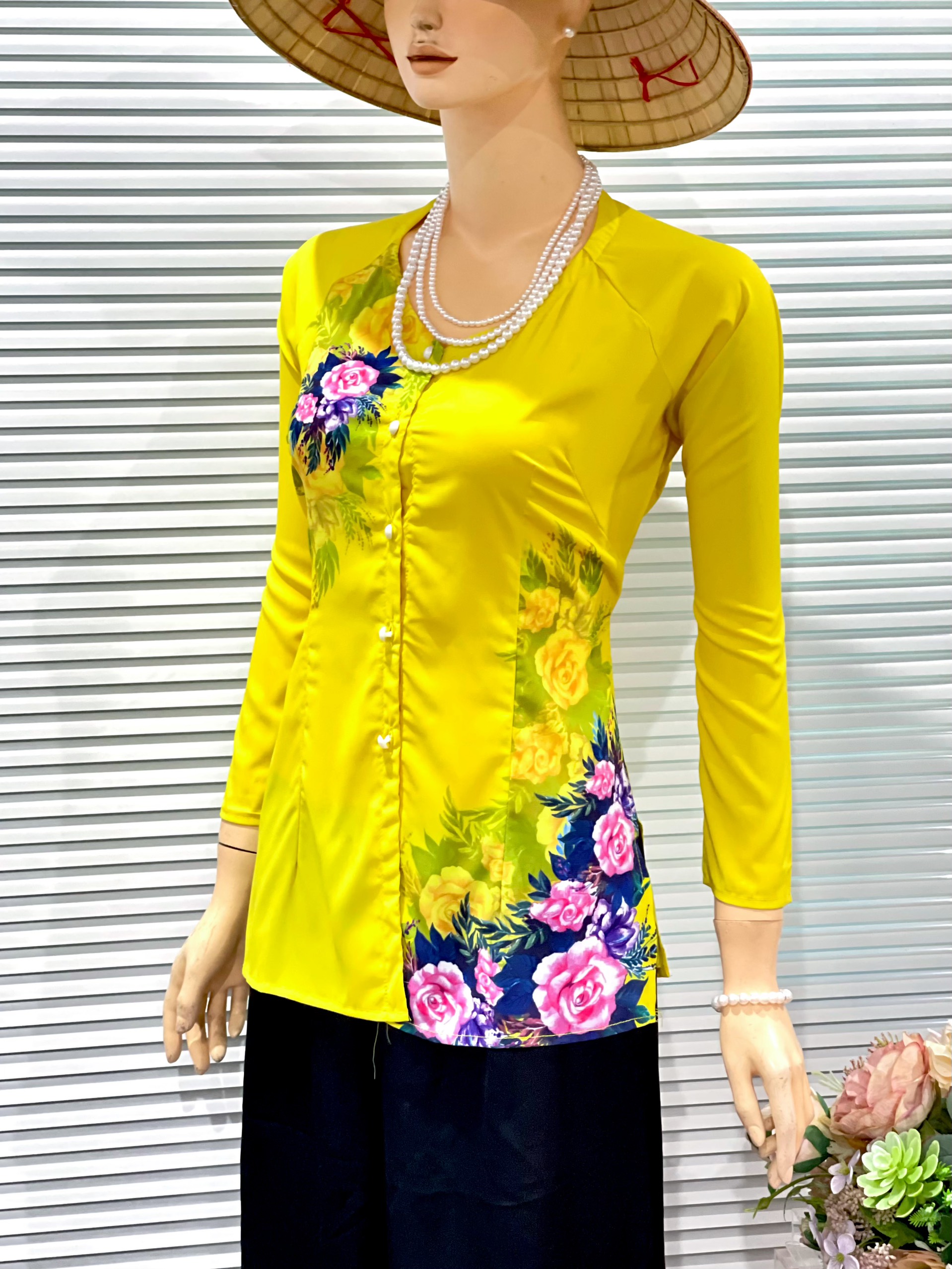 ÁO BÀ BA VẢI LỤA TÂY THI HOA