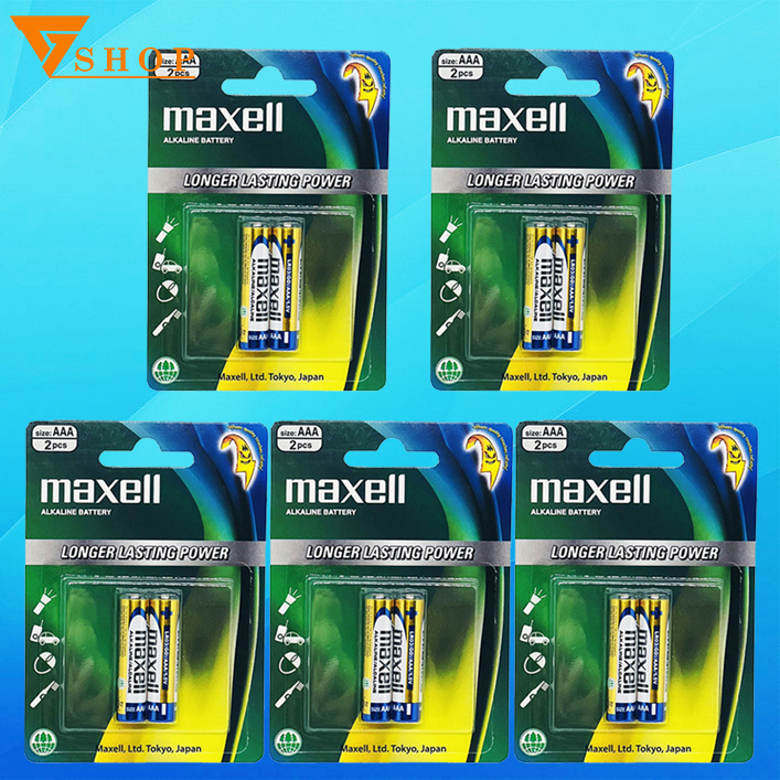 Combo 5 vỉ Pin AAA Maxell Alkaline 1.5 V (1 vỉ 2 viên)