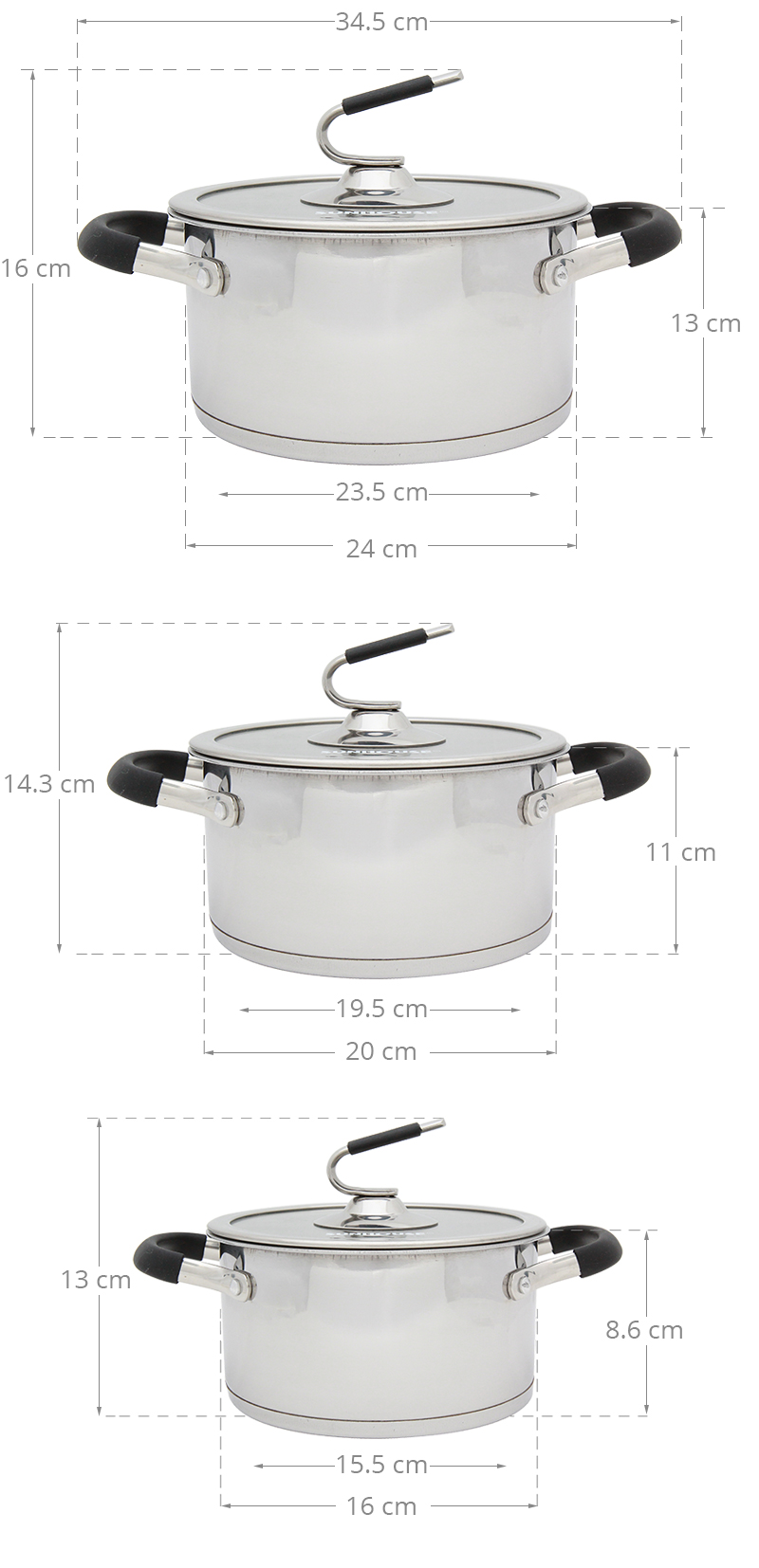 Bộ nồi inox 5 đáy Sunhouse SH891