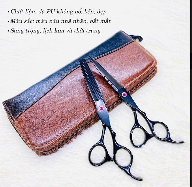 Bóp da đựng kéo cắt tóc, ví da ,bao da đụng kéo cắt tóc