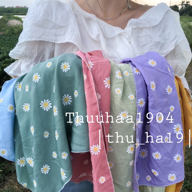 Bandana Hoa Cúc Khăn Quàng Đầu Hoa Cúc Đũi