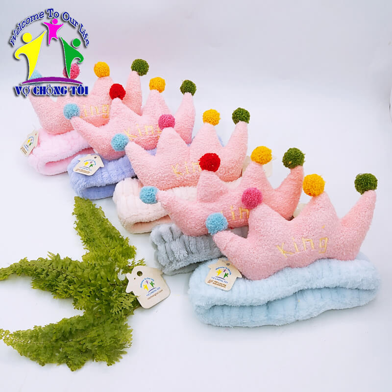 Băng đô nữ skincare, phụ kiện nữ make up, cài tóc nữ trang điểm, bờm tóc nam rửa mặt, nơ cài tóc cho bé gái cute, vương miện King - thương hiệu VỢ CHỒNG TÔI