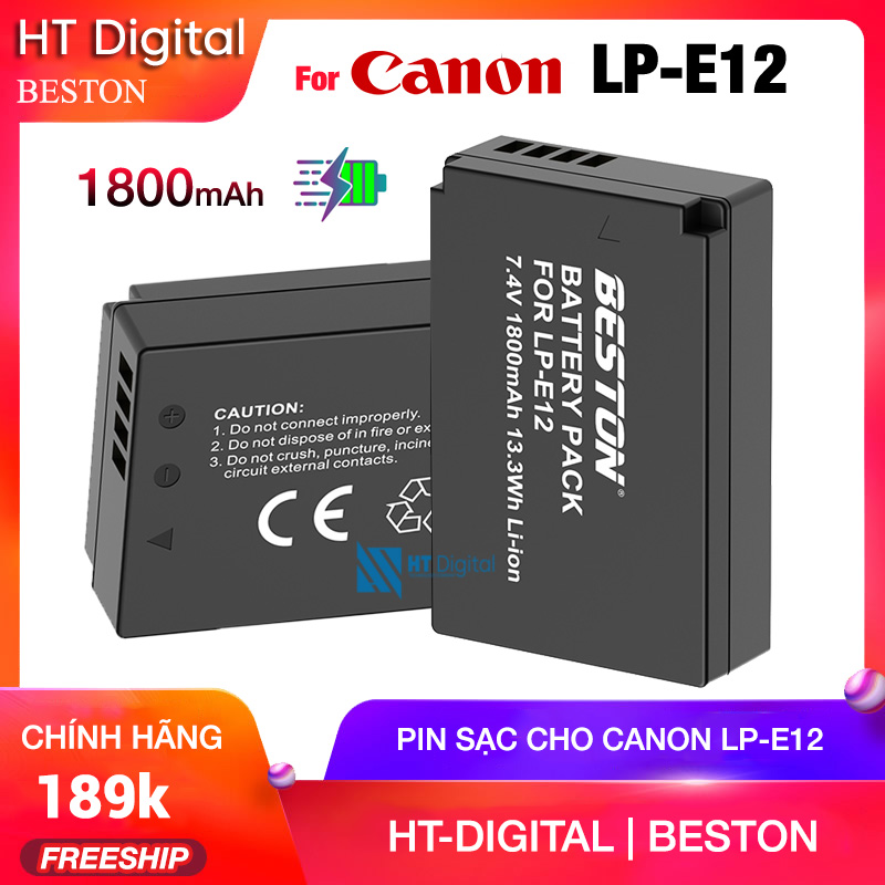 Pin máy ảnh Canon LP-E12 LPE12 Beston dùng cho Canon EOS M50 M200 M100 M2 M10 100D KissX70 x7 (Hàng chính hãng)