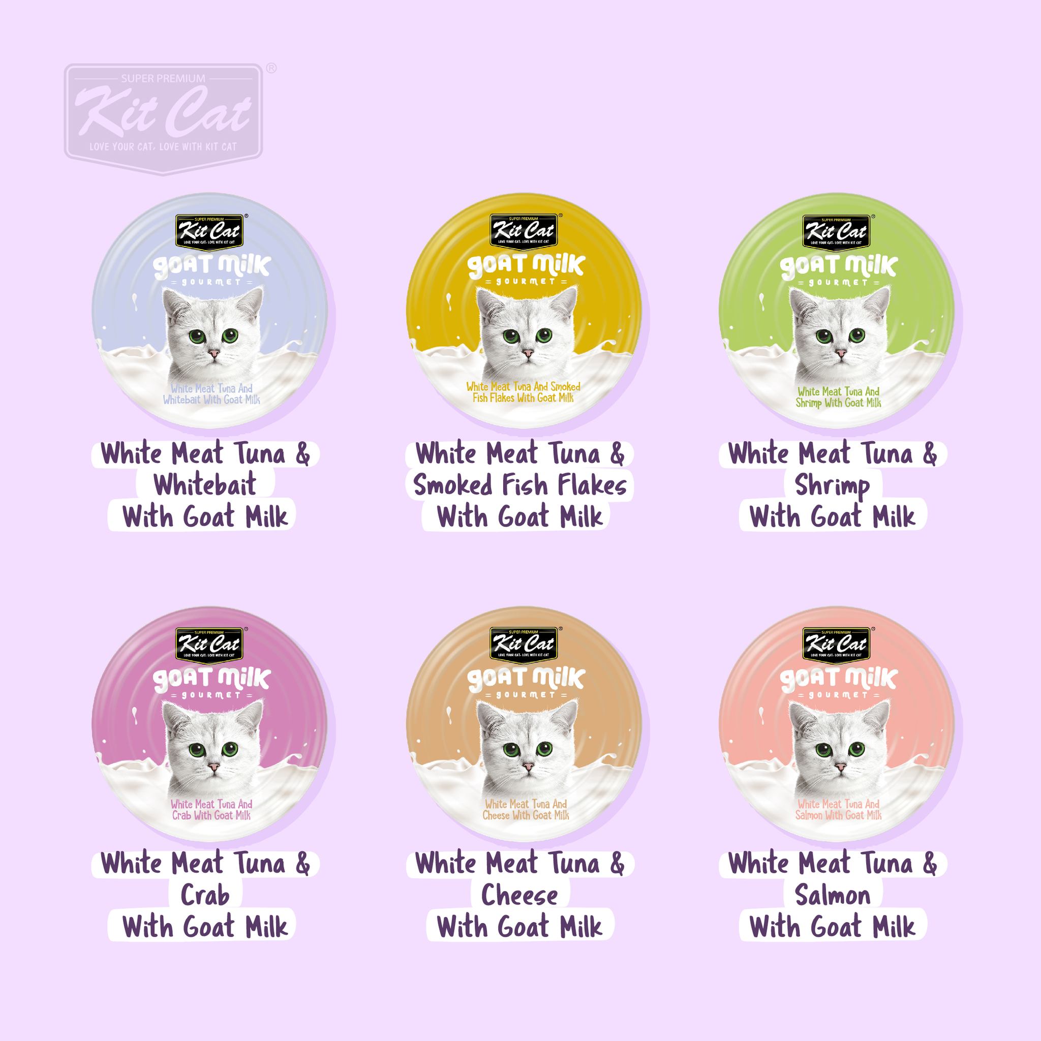 Kitcat Goat Milk Wet Cat Food - Special Flavor from Goat Milk - Nutritious Food for Cats - Delicious Flavor - Convenient Packaging - Suitable for Adult Cats