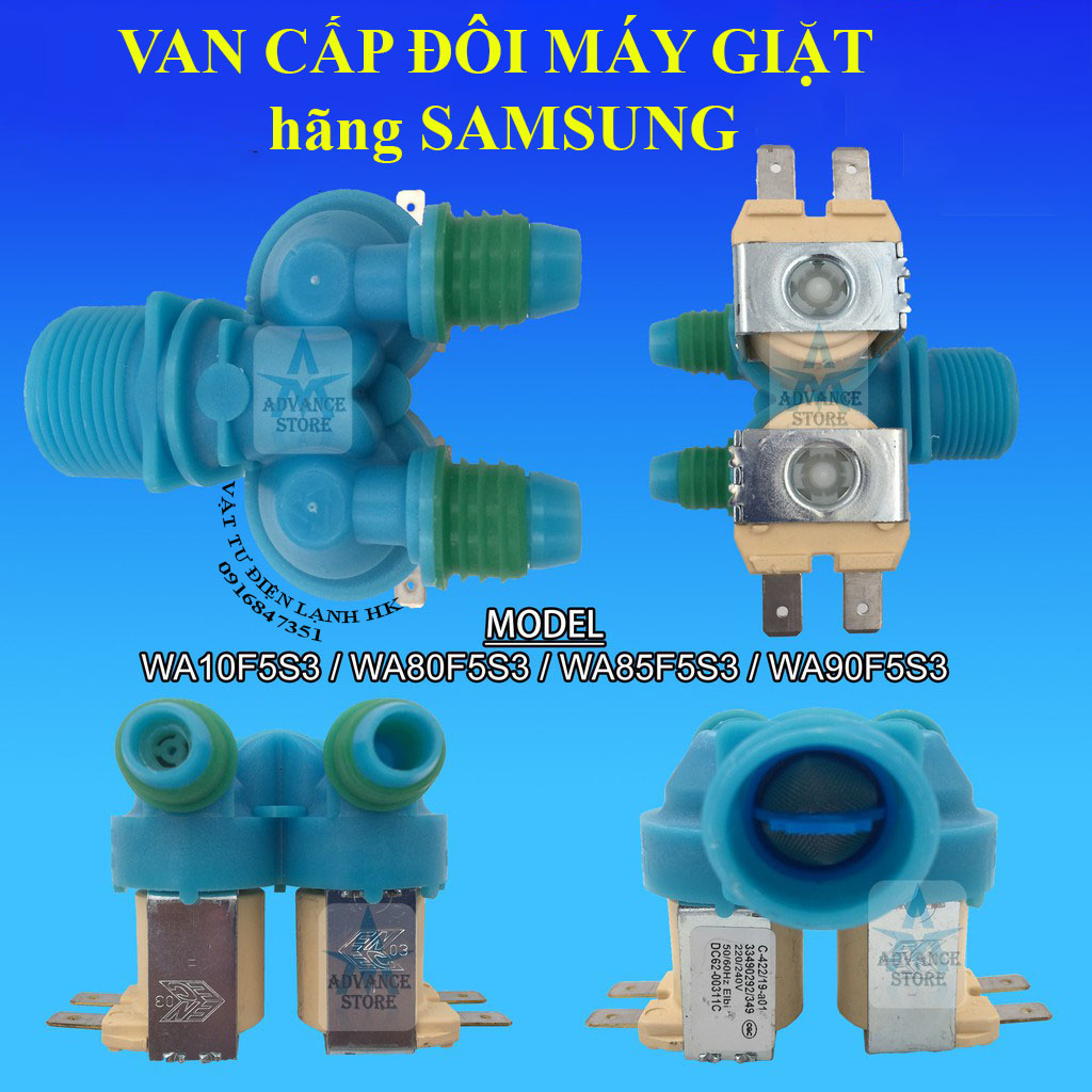 Van cấp đôi Samsung - Van điện từ cấp nước máy giặt đôi SS - Van cấp MG 2 cổng - hai cửa