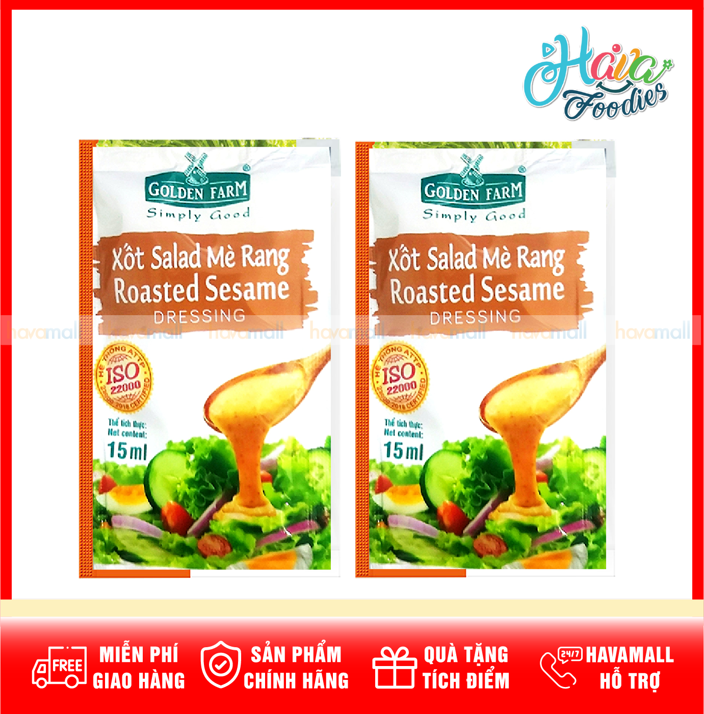 Combo 2 gói xốt salad mè rang golden farm 15ml