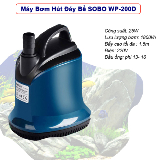 Máy bơm hút đáy Sobo WP-200D hút cặn 360 độ cho bể cá cảnh, tiểu cảnh thumbnail