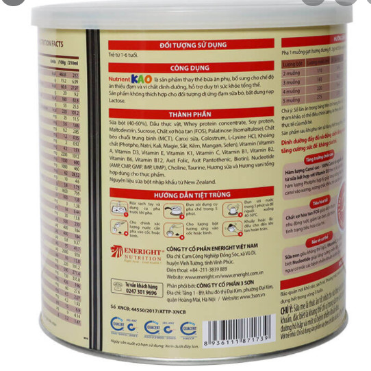 Sữa Nutrient KAO 700g (trẻ từ 1 – 6 tuổi)