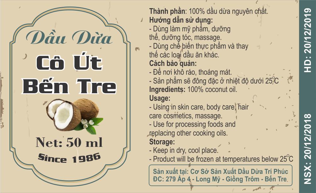Dầu Dừa Cô Út Bến Tre 50ml