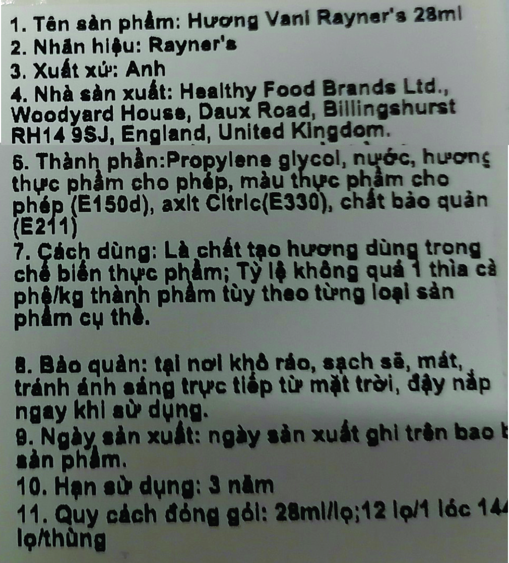 [Lọ 28ml – VANILLA] HƯƠNG THỰC PHẨM [U.K] RAYNERS Vanilla Flavouring (hlm-hk)
