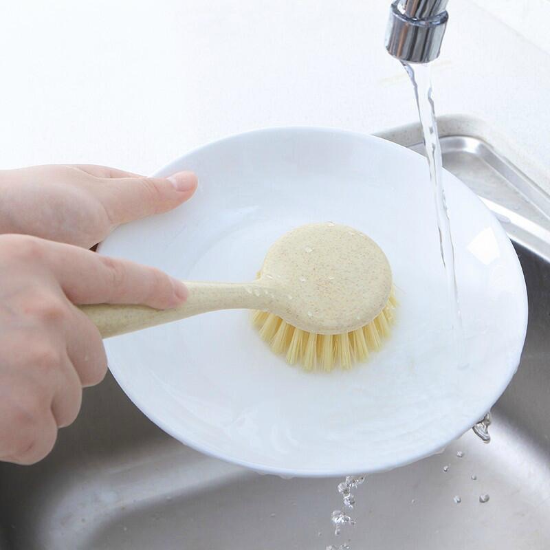 Bàn chải cọ rửa nồi xoong cán dài lúa mạch