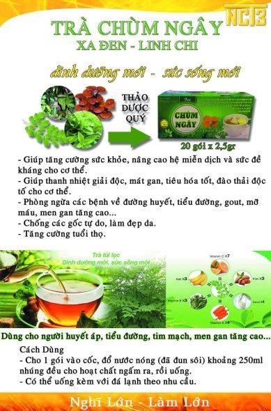 Trà chùm ngây xạ đen, linh chi