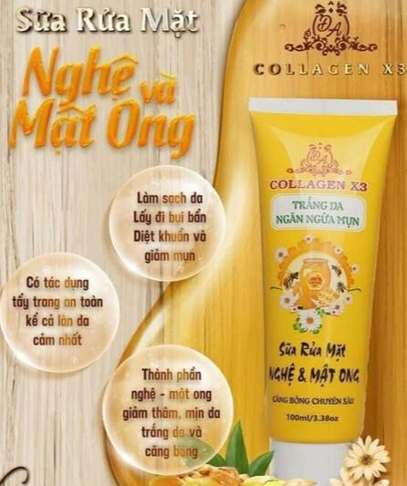 Sữa Rửa Mặt Collagen X3 - Nghệ Và Mật Ong - 100ml